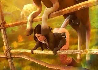 Brutal horse porn for a tight animated slut with insane desires